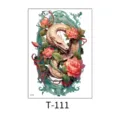 Waterproof temporary tattoo sticker with colorful dragon and peony design for men and women. - White Dragon and Pink Peony (T-111) / 150*210MM