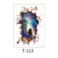 3D shark universe temporary tattoo sticker variant T-113 waterproof body art sticker - 3D Shark Starry Sky Wall Break (T-113) / 150*210MM