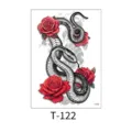 Waterproof temporary tattoo sticker snake and red rose fake body art design T-122 - Colorful Snake and Red Rose Totem (T-122) / 150*210MM