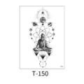 Temporary tattoo sticker, black and white geometric meditation sage design, waterproof body art. - Starry Sky Meditation Elder Totem (T-150) / 150*210MM