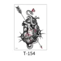 Waterproof temporary tattoo sticker featuring gothic heart, snake and arrow design for adults. - Dark Heart and Poisonous Snake (T-154) / 150*210MM
