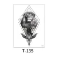 Waterproof temporary lion tattoo sticker, black and white geometric design for daily use. - Lion Cross Geometry Totem (T-135) / 150*210MM