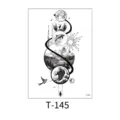 Temporary black white nature tattoo sticker sheet moon deer dolphin wave design T-145 - Natural Moon and Forest Deer Totem (T-145) / 150*210MM