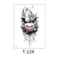 Halloween temporary tattoo sticker with spooky pumpkin, bat wings and spider web design. - Halloween Pumpkin Bat (T-124) / 150*210MM