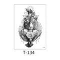 Temporary tattoo sticker black and white animal rose geometric design waterproof body art - Geometric Animal Rose Combination (T-134) / 150*210MM