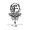 Temporary tattoo sticker with unicorn winged cross design, waterproof body art for men and women. - Unicorn and Cross (T-138) / 150*210MM