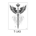 Temporary Tattoo Sticker Sword Wings Crown Tribal Design Waterproof Long Lasting Art - Wings Crown Sword (T-143) / 150*210MM