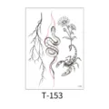 Temporary tattoo sticker waterproof snake scorpion design black line art fashion body art - Snake and Daisy Lightning (T-153) / 150*210MM