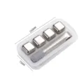 Edelstahl Eiswürfel Set mit Aufbewahrungsbox und Zange, wiederverwendbare Kühlsteine. - 4er-Pack in Silber mit Silikonzangen