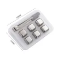 Edelstahl Eiswürfel Set mit Zange und Box, wiederverwendbare Metall Whisky Steine für Getränke. - 6er-Pack in Silber mit Silikonzangen
