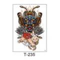 Waterproof temporary tattoo sticker Japanese samurai demon cat flash tattoo art design SKU T-235 - T-235 (Demon Lucky Cat Style)