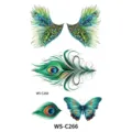 Peacock Feather Butterfly Temporary Tattoo Sticker Waterproof Face Body Art Sheet Set - Painted Style (WS-C266)