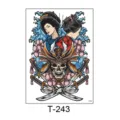 Japanese geisha samurai skull temporary tattoo sticker waterproof long lasting body art design T-243 - 150*210MM / Japanese Geisha Samurai Skull Style (T—243)