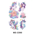 Kinder Cartoon magische Einhorn Glitzer temporäre Tattoo Aufkleber für Party Geschenke - Einhorn Schloss Stil (WS-C090)