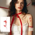 Vintage red butterfly tattoo sticker, sexy floral body art sticker for women variant style. - Red Butterfly Style (HD-001) / 120*76mm / Red