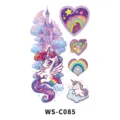 Niedlicher Cartoon Einhorn Glitzer Temporäre Tattoos Aufkleber Schloss Regenbogen Geschenk - Herz Regenbogen Stil (WS-C085)