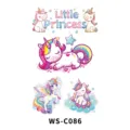 Süßer Cartoon Einhorn Glitzer Tattoo Aufkleber Bogen für Kinder Party und Urlaubsgeschenk. - Kleine Prinzessin Stil (WS-C086)