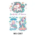 Niedlicher Einhorn Tattoos Bogen mit Glitzer Cartoons für Kinder Partys und Geschenke. - Magischer Glanz Stil (WS-C087)