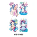 Niedliche Cartoon Einhorn Tattoos für Kinder Party, magische Wolken temporäre Aufkleber. - Traumhafter Sternenhimmel Stil (WS-C089)