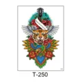 Temporary tattoo sticker sheet featuring traditional tiger, guitar, and rose designs. - 150*210MM / American Vintage Tiger Guitar Rose Style (T—250)