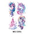 Cartoon Einhorn Glitzer temporäre Tattoos Aufkleber Set für Kinder Party und Geschenke. - Pegasus Avatar Stil (WS-C091)