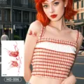 Red butterfly temporary tattoo sticker, waterproof body art transfer for women and girls. - Artistic Butterfly Style (HD-006)