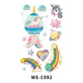 Kinder Cartoon Einhorn Glitzer temporäre Tattoos Aufkleber Bogen für Party Geschenke. - Kosmischer Regenbogen Stil (WS-C092)