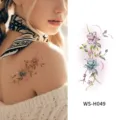Floral temporary tattoo sticker for women, waterproof floral vine body art variant design. - Aesthetic Botanical Style (WS-H049) / 120x76mm
