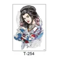 Temporary tattoo sticker featuring Japanese geisha and koi fish design, waterproof and long lasting. - T-254 (Geisha Koi Sakura Style)