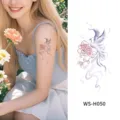 Waterproof temporary tattoo sticker for women, featuring elegant peony and phoenix floral design. - Realistic Flower Bird Style (WS-H050) / 120x76mm
