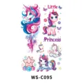 Kinder Cartoon Einhorn Glitzer Tattoo Aufkleber Bogen Variante für Party & Feier - Buchstaben Einhorn Stil (WS-C095)
