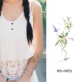 Waterproof temporary tattoo sticker featuring fresh floral butterfly and dragonfly watercolor design. - Watercolor Dragonfly Style (WS-H051) / 120x76mm