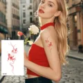Red butterfly heart temporary tattoo sticker sexy arm body art fashion transfer sticker design - Butterfly Heart Style (HD-009)