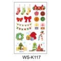Kids Christmas cartoon temporary tattoo stickers cute holiday decorative body art decals - Christmas Gift Box Stocking Style (WS-K117) / 120*76cm
