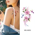 Floral bird temporary tattoo sticker waterproof sexy fresh style for women and girls - Flower Bird Shadow Style (WS-H053) / 120x76mm