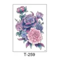Waterproof temporary tattoo sticker featuring colorful peony and rose floral design for body art. - T-259 (Peony Rose Floral Style)