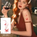 Red butterfly temporary tattoo sticker sexy arm body art decal elegant fashion waterproof style - Red Butterfly Smoke Style (HD-014)