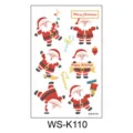 Cute kids cartoon Christmas temporary tattoo stickers festive holiday body art decorative decals sheet - Santa and Reindeer Style (WS-K110) / 120*76cm