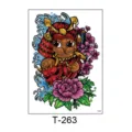 Japanese samurai cat temporary tattoo sticker waterproof body art floral arm tattoo design - T-263 (Japanese Samurai Cat Sakura Style) / 150*210MM
