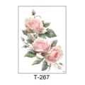Waterproof temporary rose tattoo sticker variant, beautiful floral body art design for adults. - T-267 (Pink Rose Floral Style) / 150*210MM