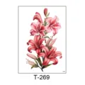 Waterproof temporary tattoo sticker featuring elegant pink lily flowers for women and men body art. - T-269 (Pink Lily Floral Style) / 150*210MM