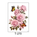 Rose butterfly temporary tattoo sticker waterproof long lasting body art design variant - T-270 (Pink Rose Butterfly Style) / 150*210MM