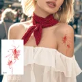 Red butterfly tattoo sticker, elegant retro style body art variant for women and girls. - Red Butterfly Line Style (HD-019)