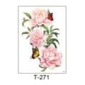 Waterproof temporary tattoo sticker with pink peony and butterfly design for men and women - Pink Peony Butterfly Style (T-271) / 150*210MM