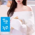 White floral temporary tattoo sticker, waterproof body art transfer sticker for women. - White Plant Floral Style (HD-021)