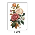 Waterproof floral temporary tattoo sticker featuring vintage roses and leaves design for body art. - Rose and Green Leaf Vines Style (T-275) / 150*210MM