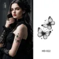 Retro butterfly temporary tattoo sticker sheet gothic dark style body art for women chic - Dark Butterfly Style (HD-022)