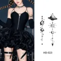 Gothic celestial planet butterfly tattoo sticker sheet for cool women body art decor - Dark Butterfly Style (HD-023)