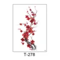 Waterproof temporary tattoo sticker with a red plum blossom branch design for arm art. - Red Plum Blossom Branch Style (T-278) / 150*210MM