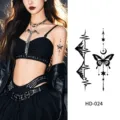 Retro style butterfly temporary tattoo sticker, chic ins design, sexy body art variant - Dark Butterfly Style (HD-024)